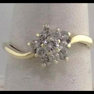 Lady’s Diamond Flower Style Ring 10k Yellow Gold